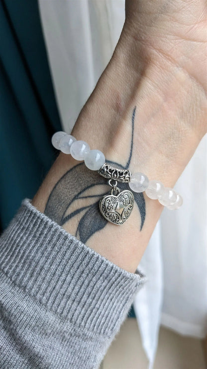 Bracelet élastique labradorite blanche - Aurore Lune 