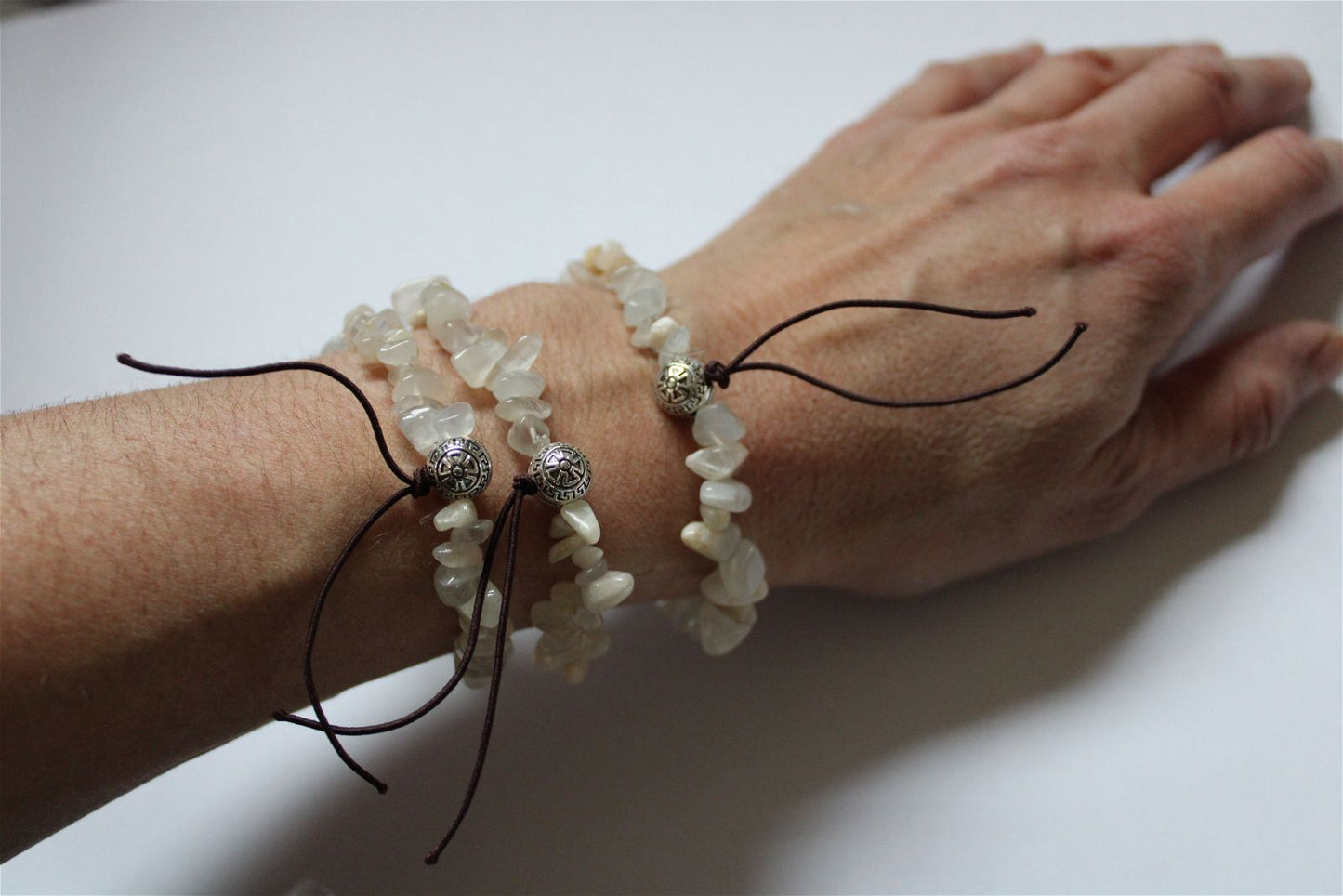 Bracelet en pierre de lune poignet fin ou moyen - Aurore Lune 