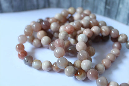 Bracelet en pierres de lune et soleil poignet fin ou moyen - Aurore Lune 