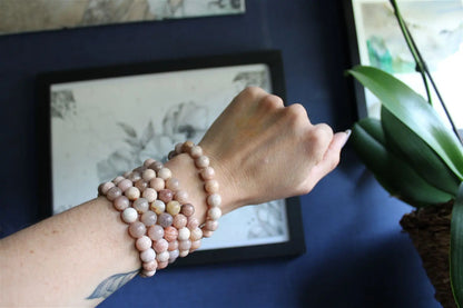 Bracelet en pierres de lune et soleil poignet fin ou moyen - Aurore Lune 