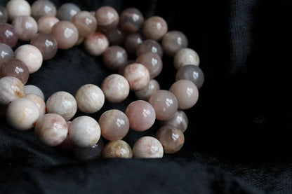Bracelet en pierres de lune et soleil poignet fin ou moyen - Aurore Lune 