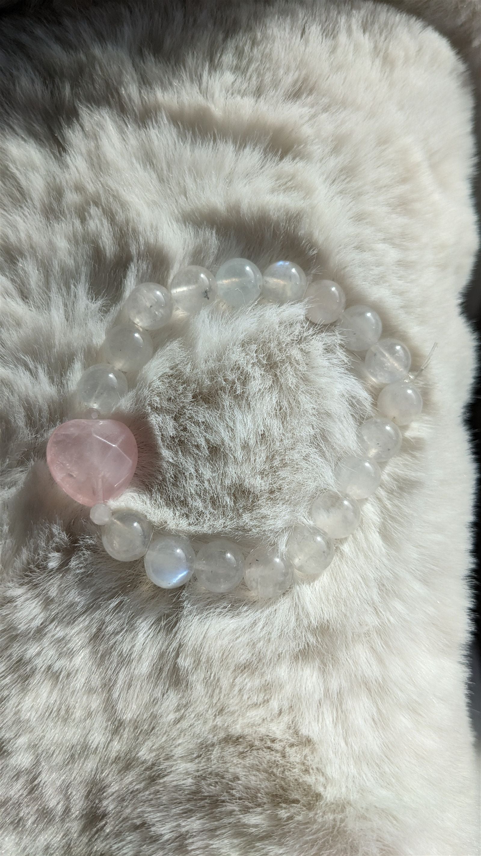 Bracelet labradorite blanche quartz rose - Aurore Lune 