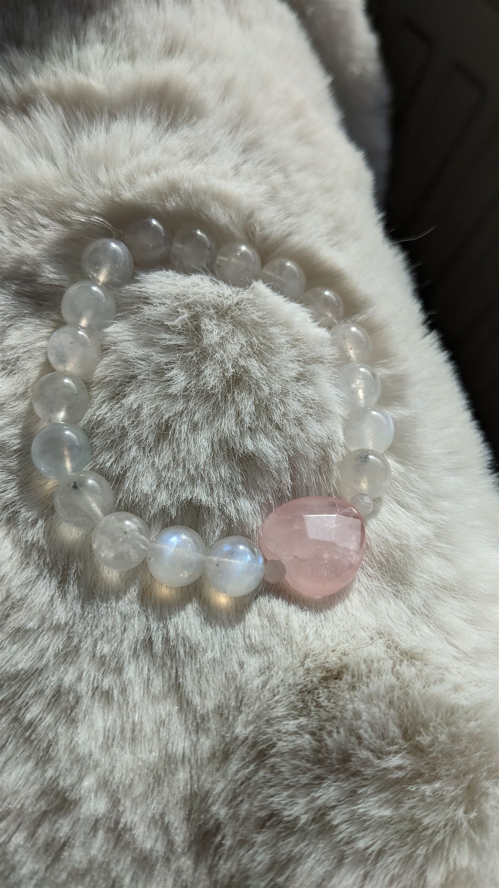 Bracelet labradorite blanche quartz rose - Aurore Lune 