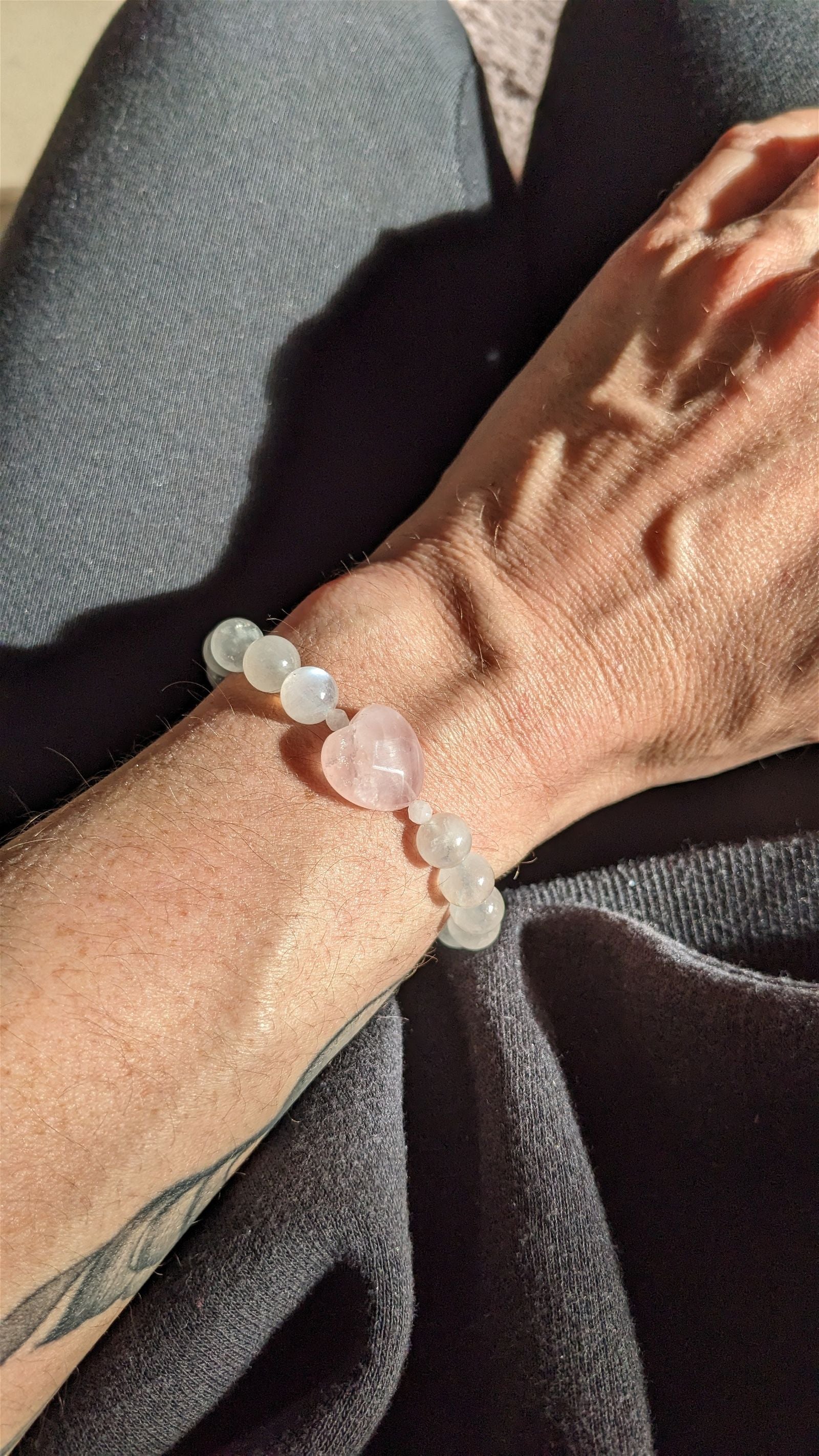 Bracelet labradorite blanche quartz rose - Aurore Lune 