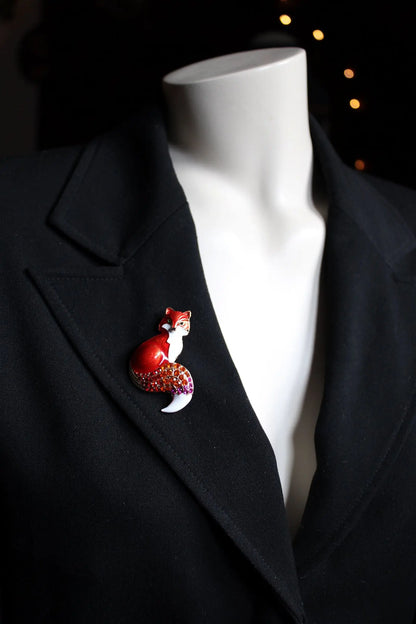 COLLECTION RENARDS Broche à strass - Aurore Lune 