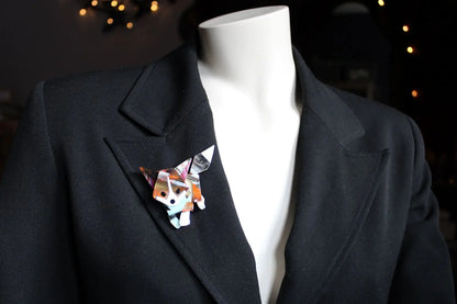 COLLECTION RENARDS Broche acrylique - Aurore Lune 
