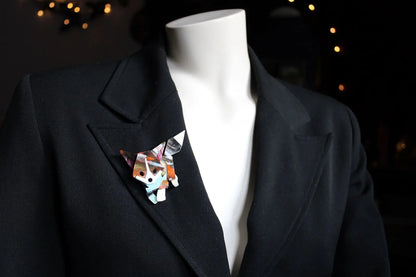 COLLECTION RENARDS Broche acrylique - Aurore Lune 