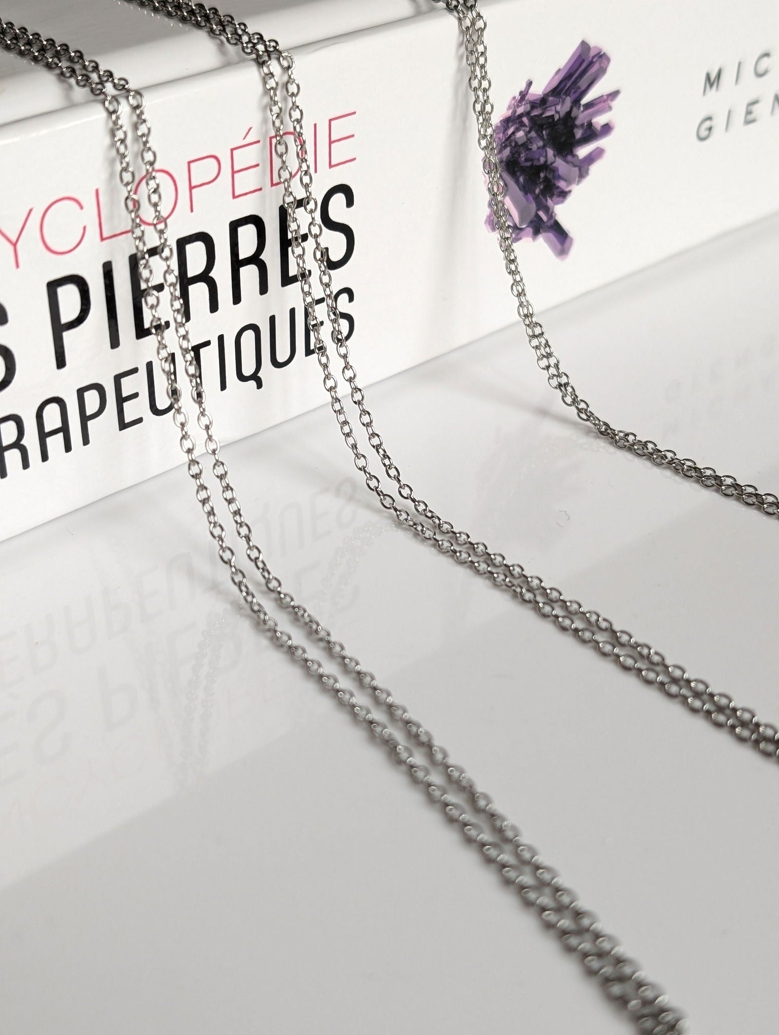 Chaîne collier inox fine 46 cm - Aurore Lune 