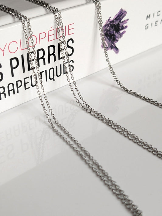 Chaîne collier inox fine 46 cm - Aurore Lune 