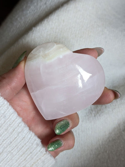 Coeur en manganocalcite - Aurore Lune 