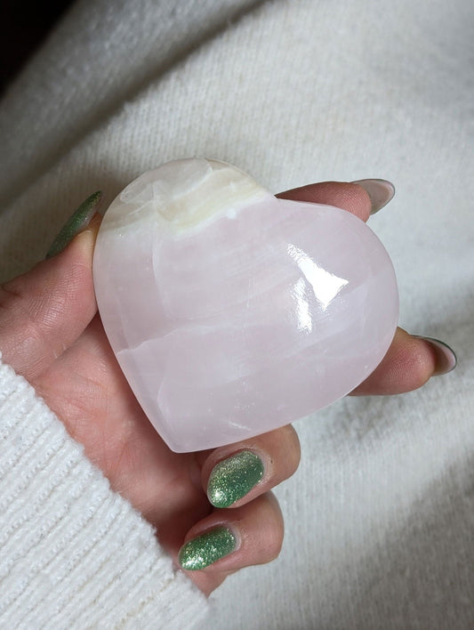Coeur en manganocalcite - Aurore Lune 