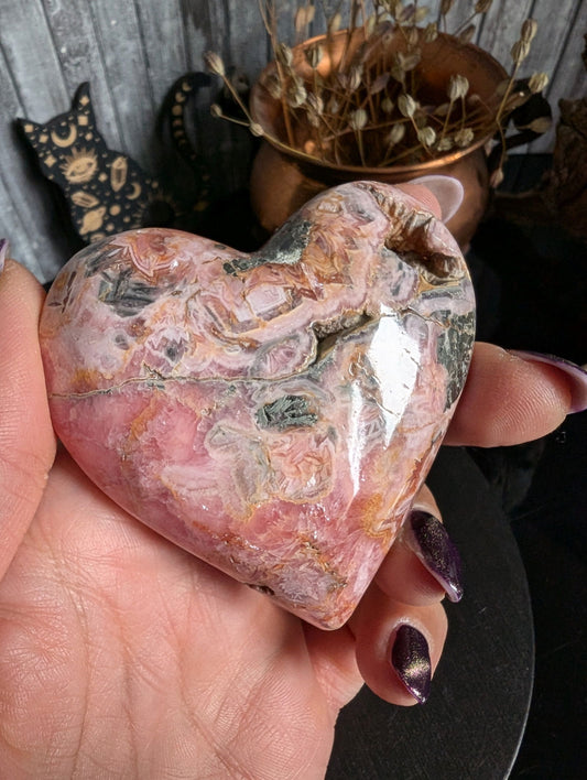 Cœur en rhodochrosite - Aurore Lune 