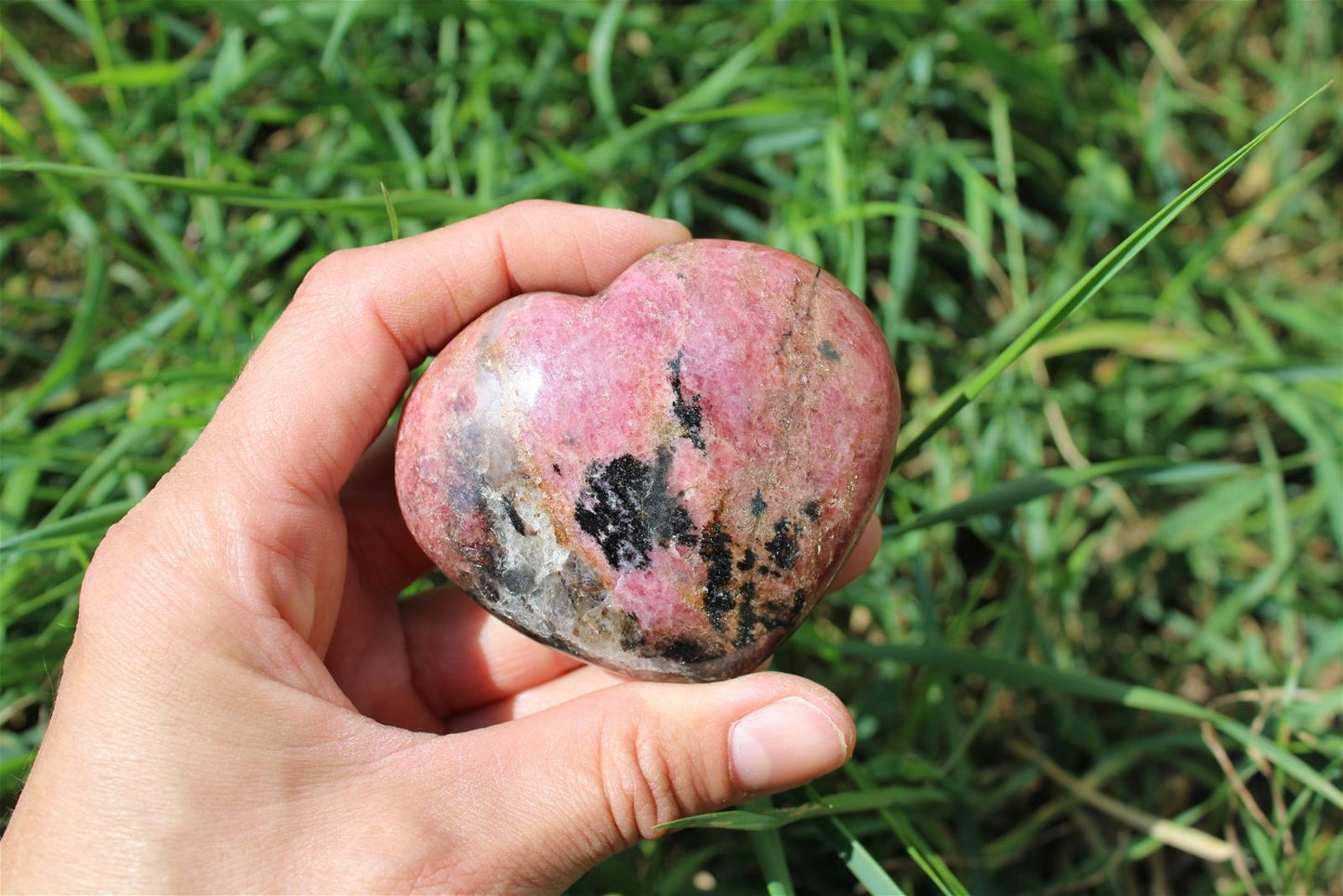 Cœur en rhodonite 7x6 cm - Aurore Lune 