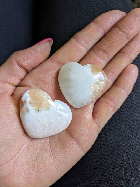 Coeur en stilbite à l'unité - Aurore Lune 