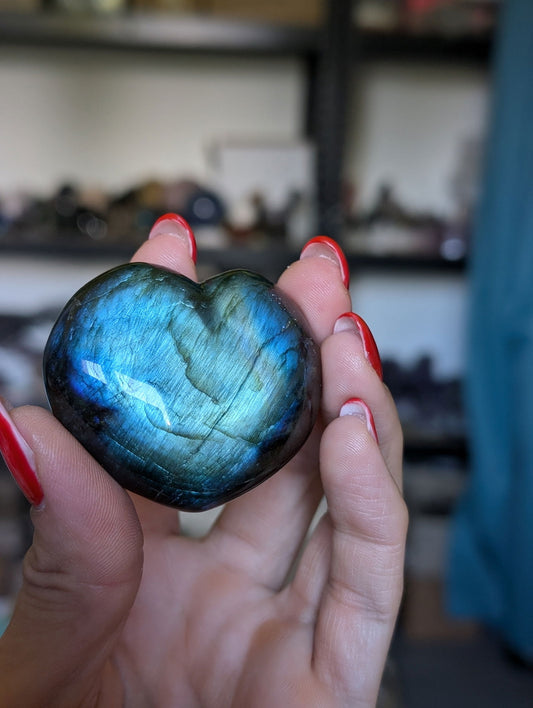 Coeur labradorite reflets bleus - Aurore Lune 