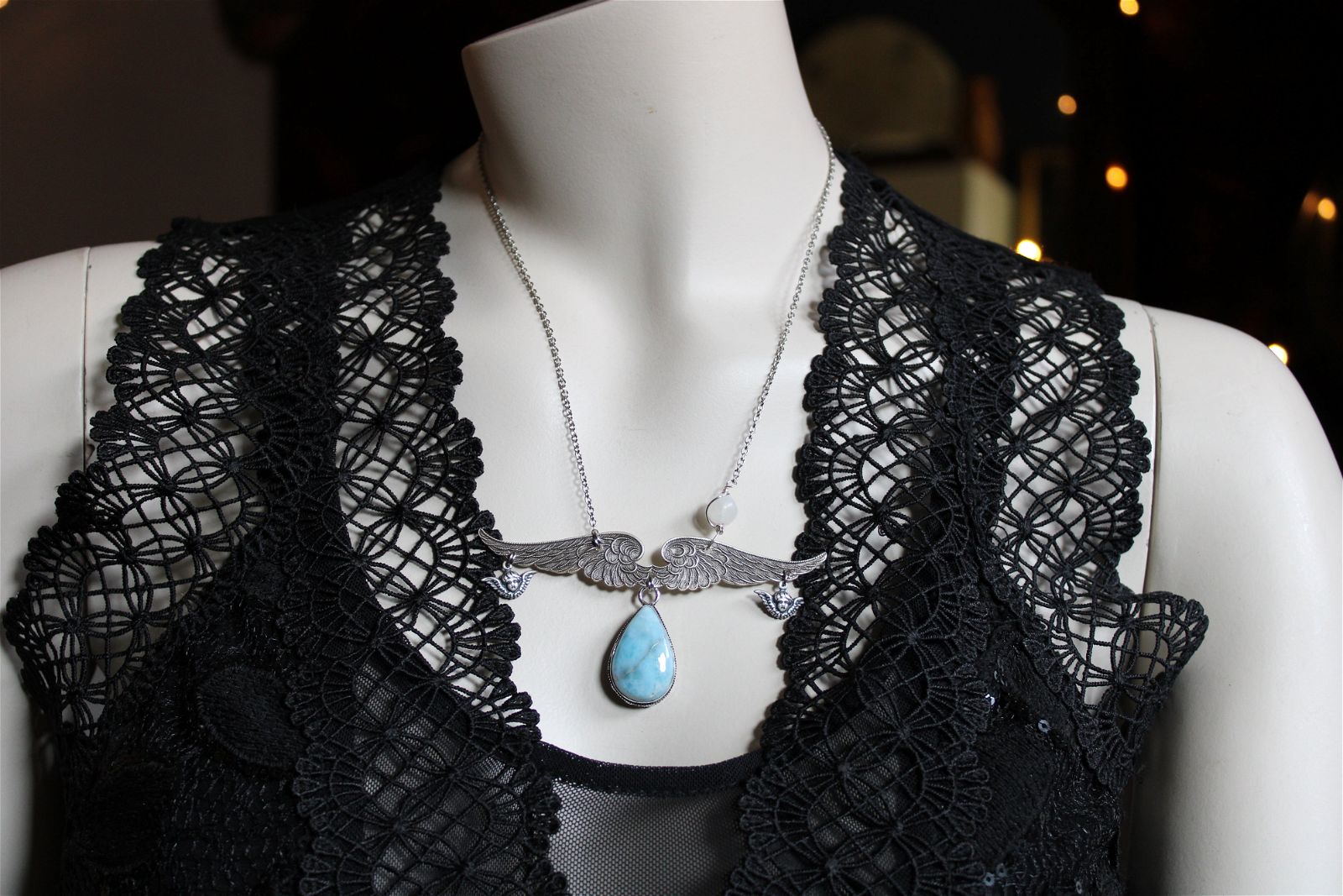 Collier Angélique avec larimar - Aurore Lune 