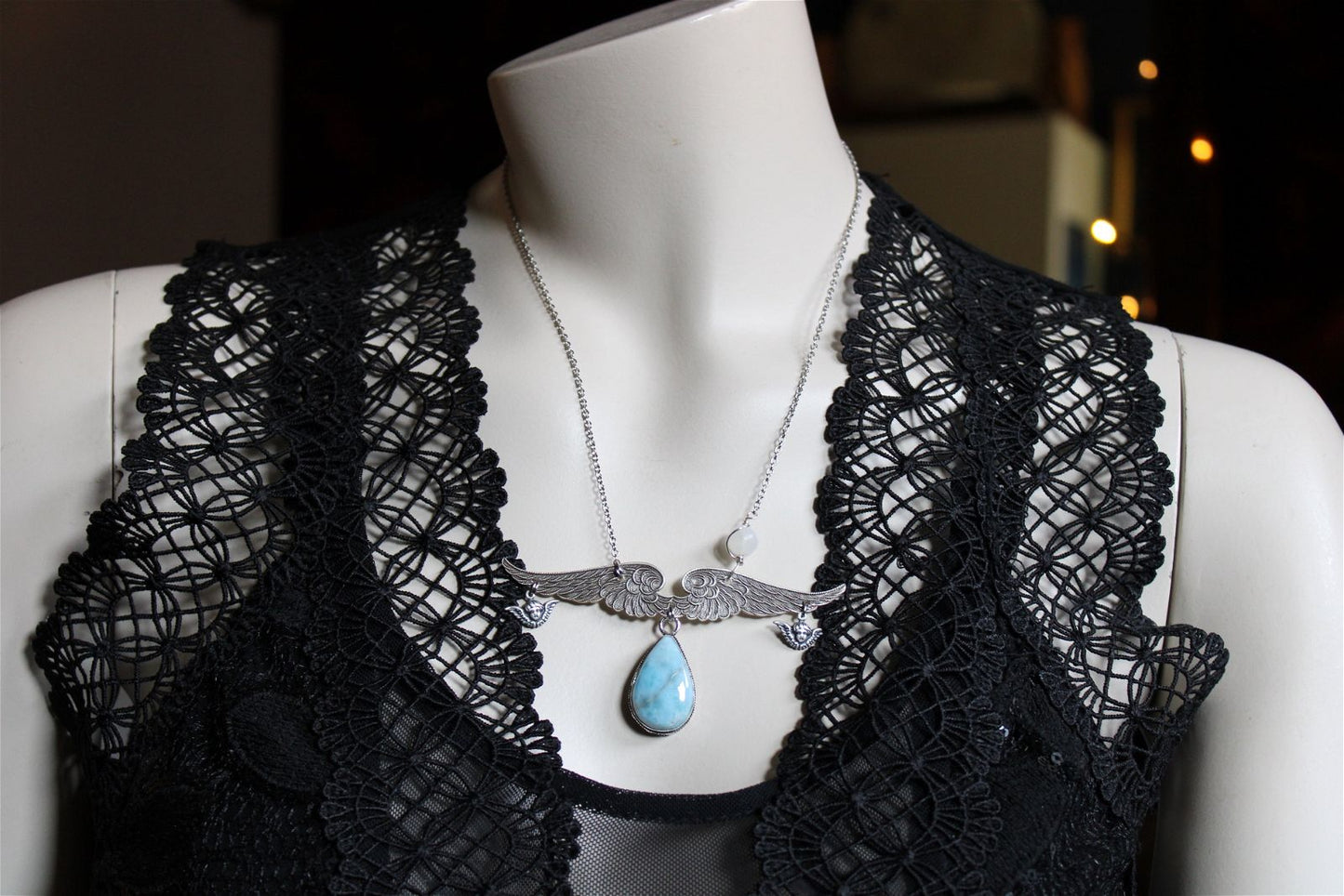 Collier Angélique avec larimar - Aurore Lune 