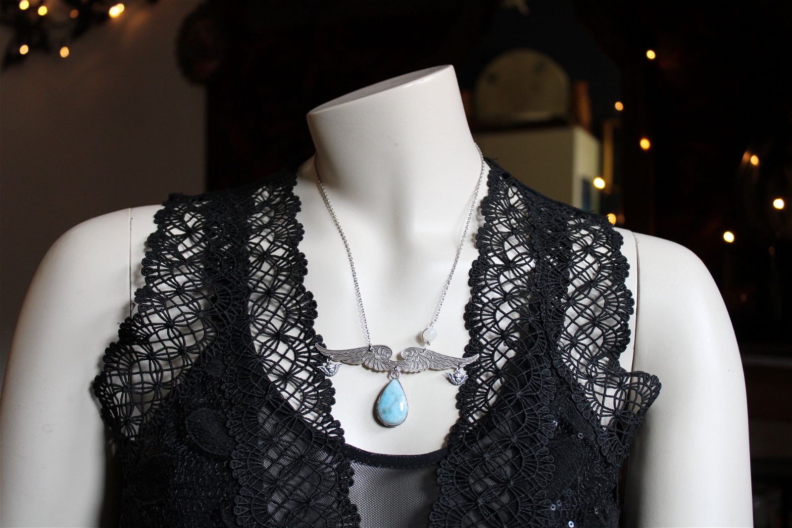 Collier Angélique avec larimar - Aurore Lune 