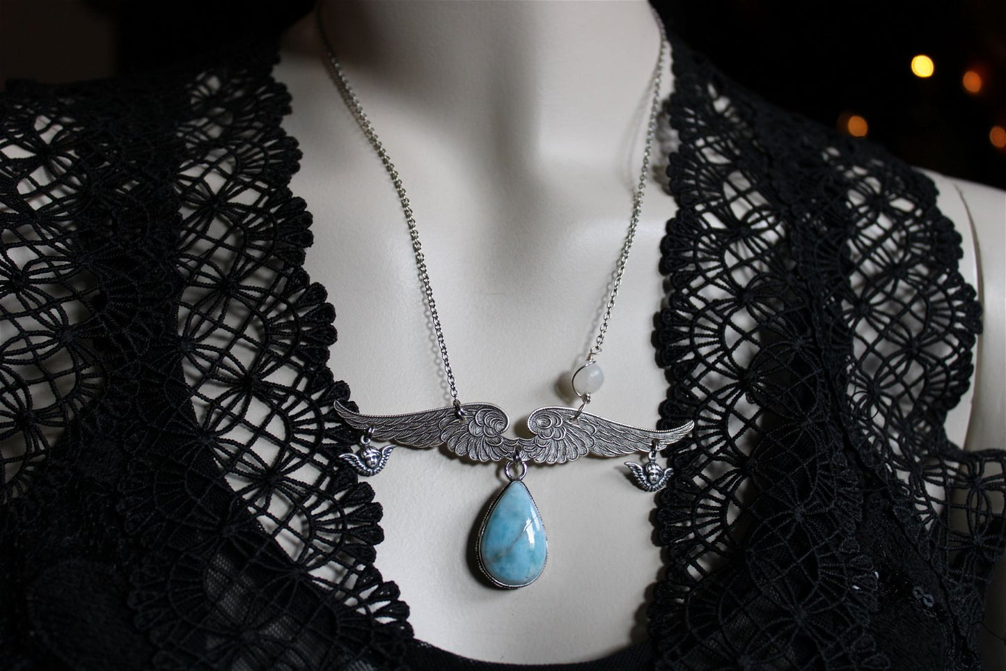 Collier Angélique avec larimar - Aurore Lune 