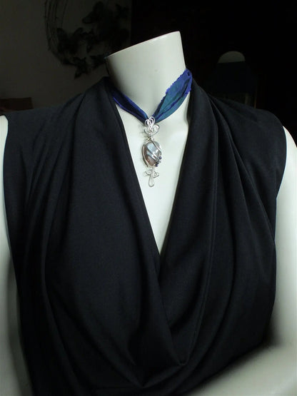 Collier Elfique avec pierre de lune et soleil en silver filled - Aurore Lune 