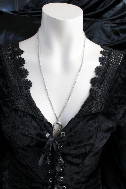 Collier Lune en long sautoir acier inoxydable - Aurore Lune 