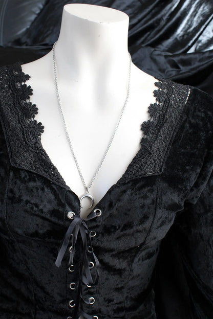 Collier Lune en long sautoir acier inoxydable - Aurore Lune 