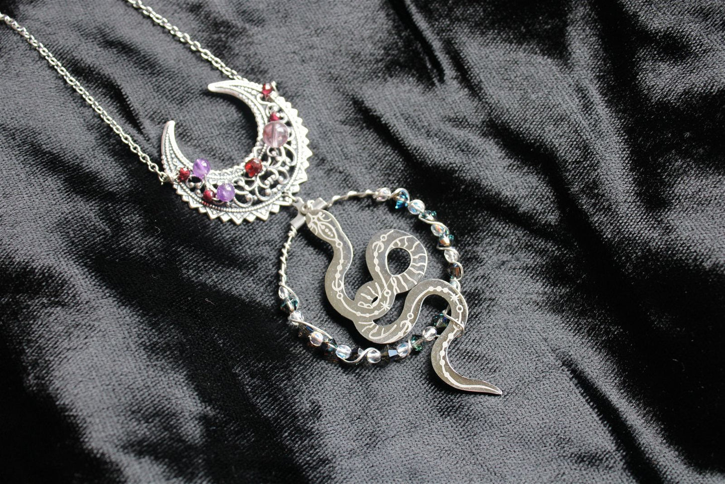 Collier Serpent et Améthyste Grenats * Etoile Sensuelle * - Aurore Lune 