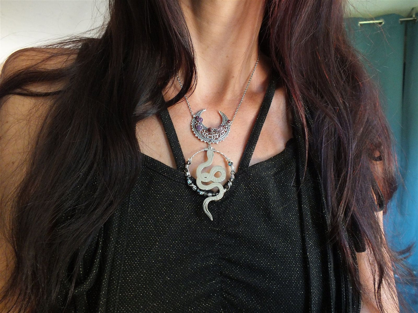 Collier Serpent et Améthyste Grenats * Etoile Sensuelle * - Aurore Lune 