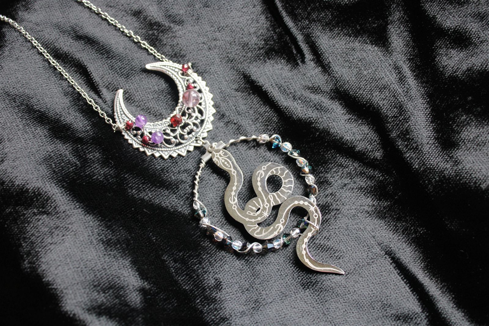 Collier Serpent et Améthyste Grenats * Etoile Sensuelle * - Aurore Lune 