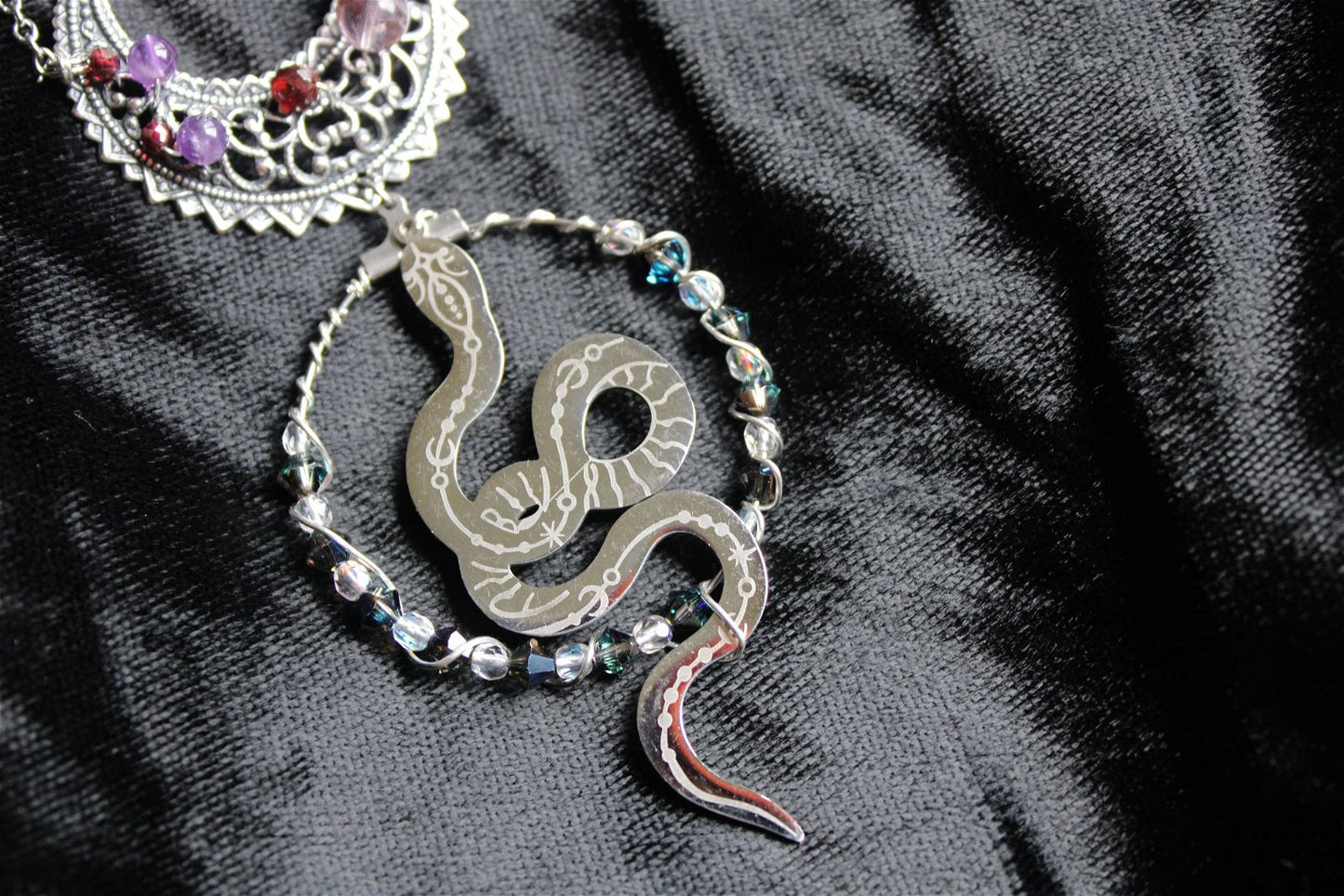 Collier Serpent et Améthyste Grenats * Etoile Sensuelle * - Aurore Lune 
