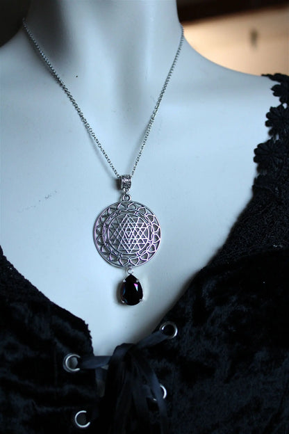 Collier Shri yantra décoré SWAROVSKI - Aurore Lune 