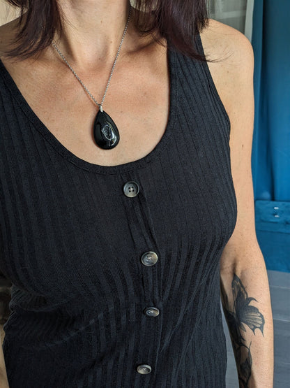 Collier agate noire - Aurore Lune 