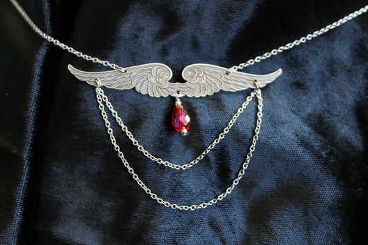 Collier ailes et chaînettes - Aurore Lune 