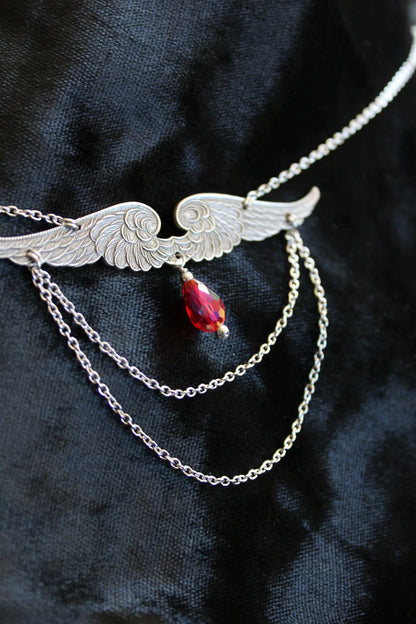 Collier ailes et chaînettes - Aurore Lune 