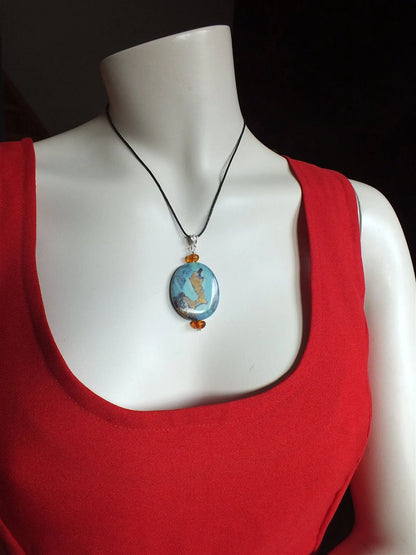 Collier ambre et pierre fantaisie - Aurore Lune 