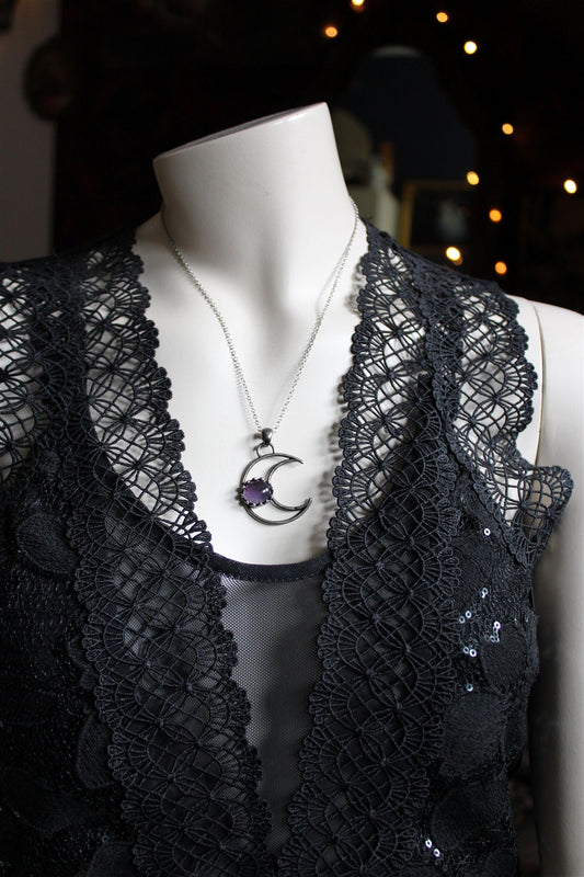 Collier améthyste et Lune - Aurore Lune 