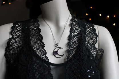 Collier améthyste et Lune - Aurore Lune 