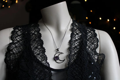 Collier améthyste et Lune - Aurore Lune 