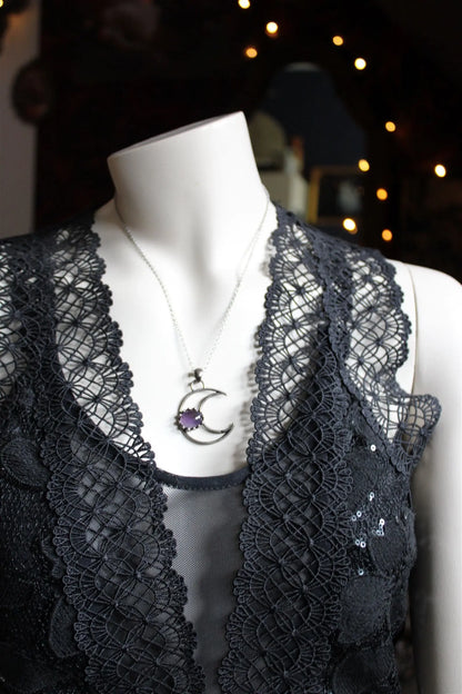 Collier améthyste et Lune - Aurore Lune 