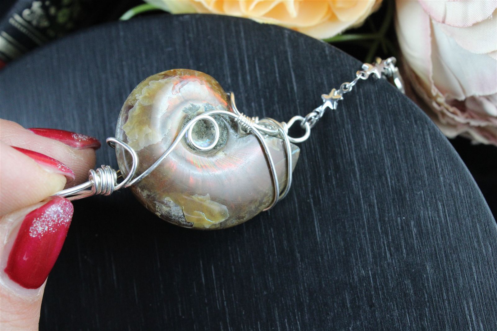 Collier ammonite recto verso - Aurore Lune 