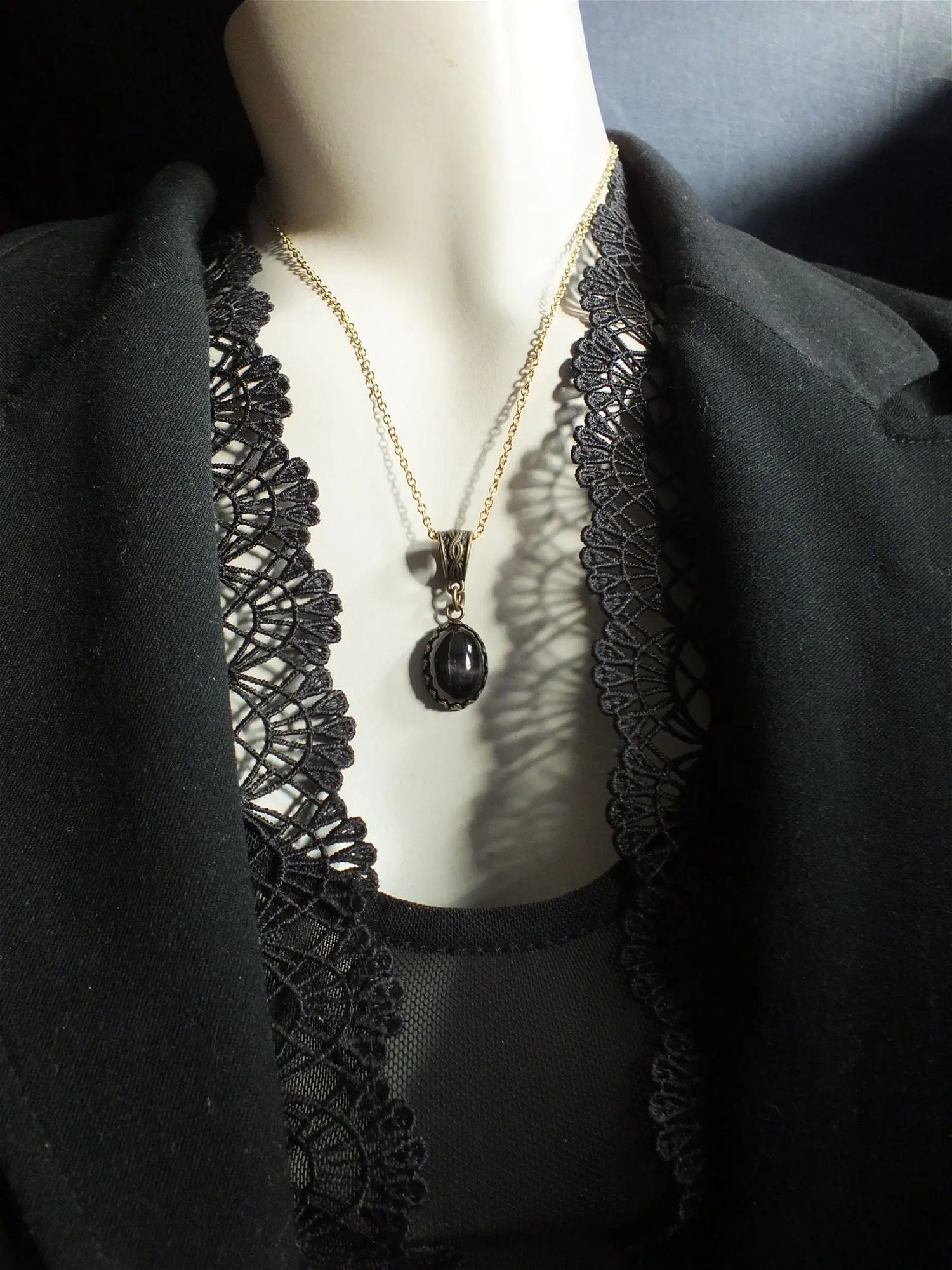 Collier avec diopside étoilé - Aurore Lune 