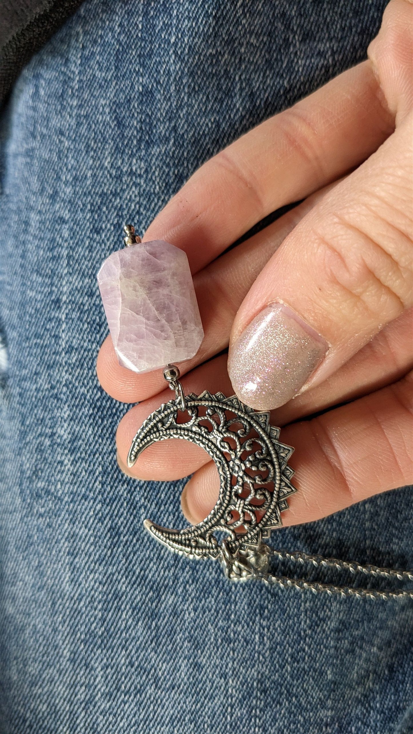 Collier avec kunzite - Aurore Lune 