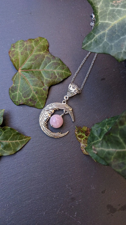Collier avec kunzite et lune - Aurore Lune 
