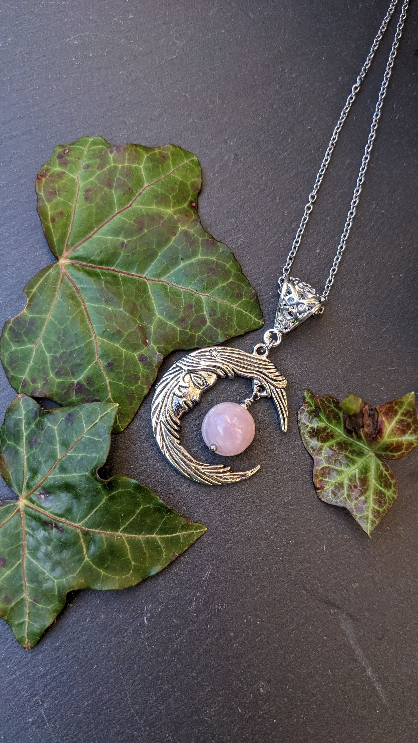 Collier avec kunzite et lune - Aurore Lune 