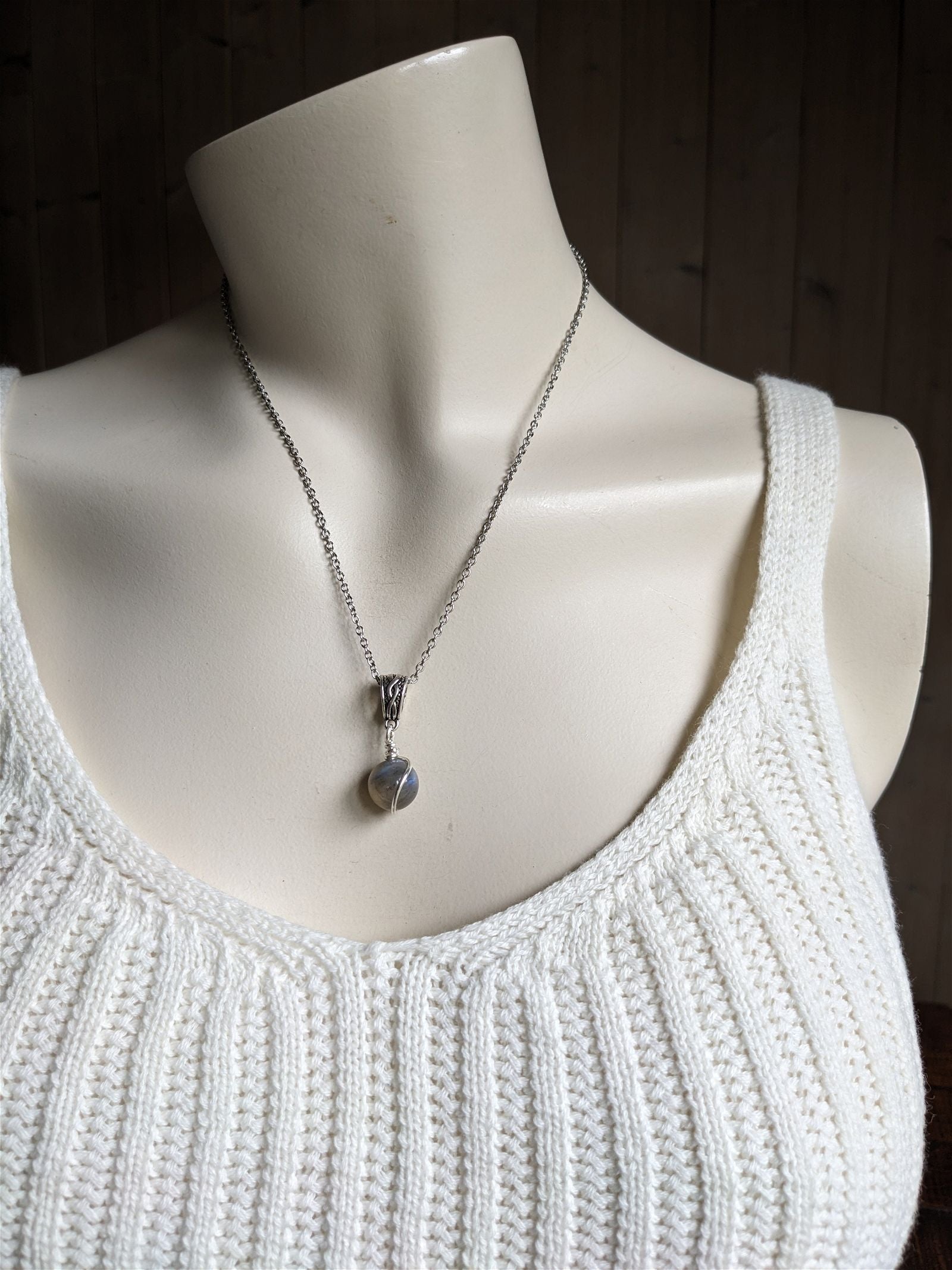 Collier avec labradorite - Aurore Lune 