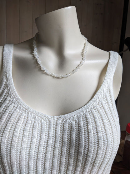 Collier avec labradorite blanche pierre de lune arc-en-ciel - Aurore Lune 