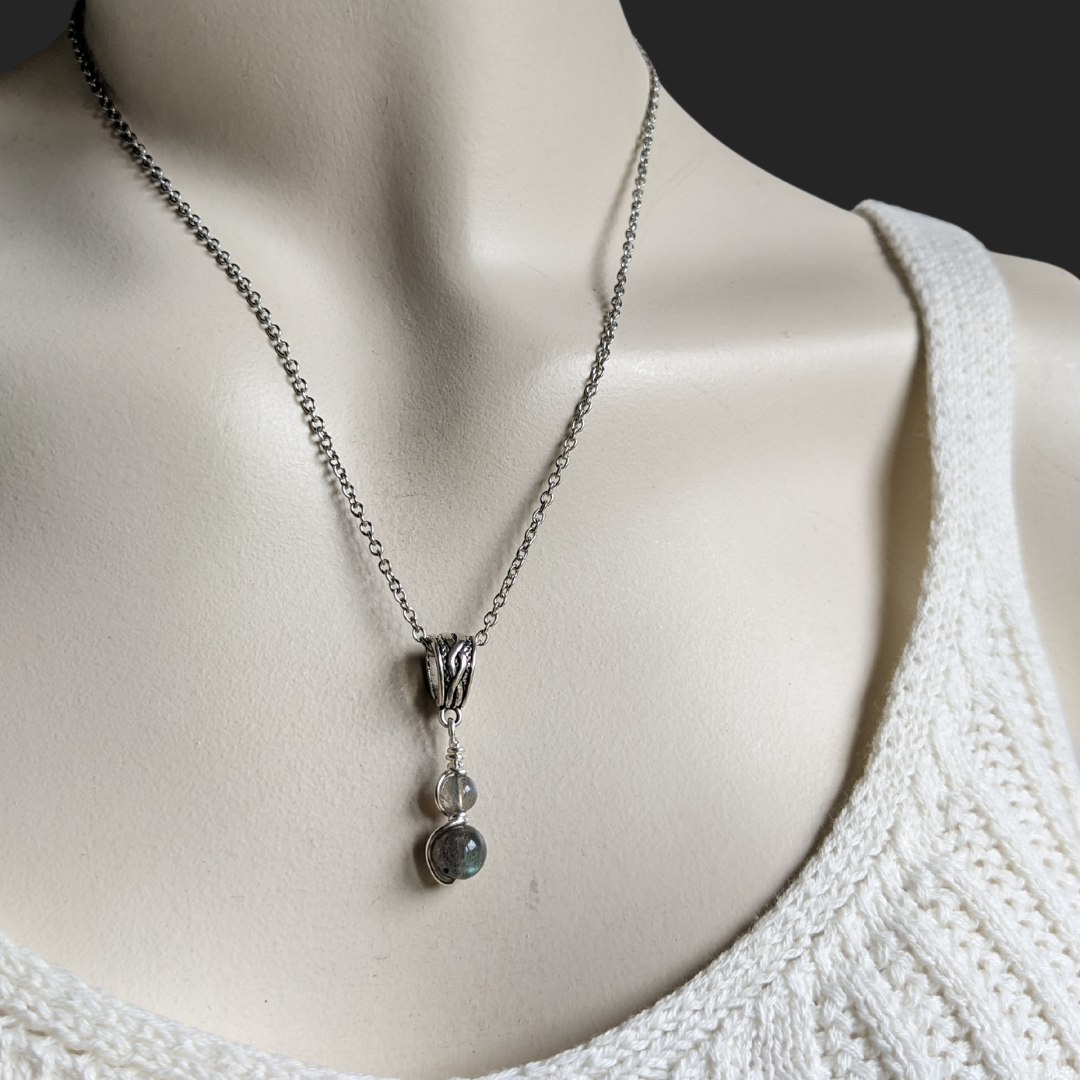 Collier avec labradorites - Aurore Lune 