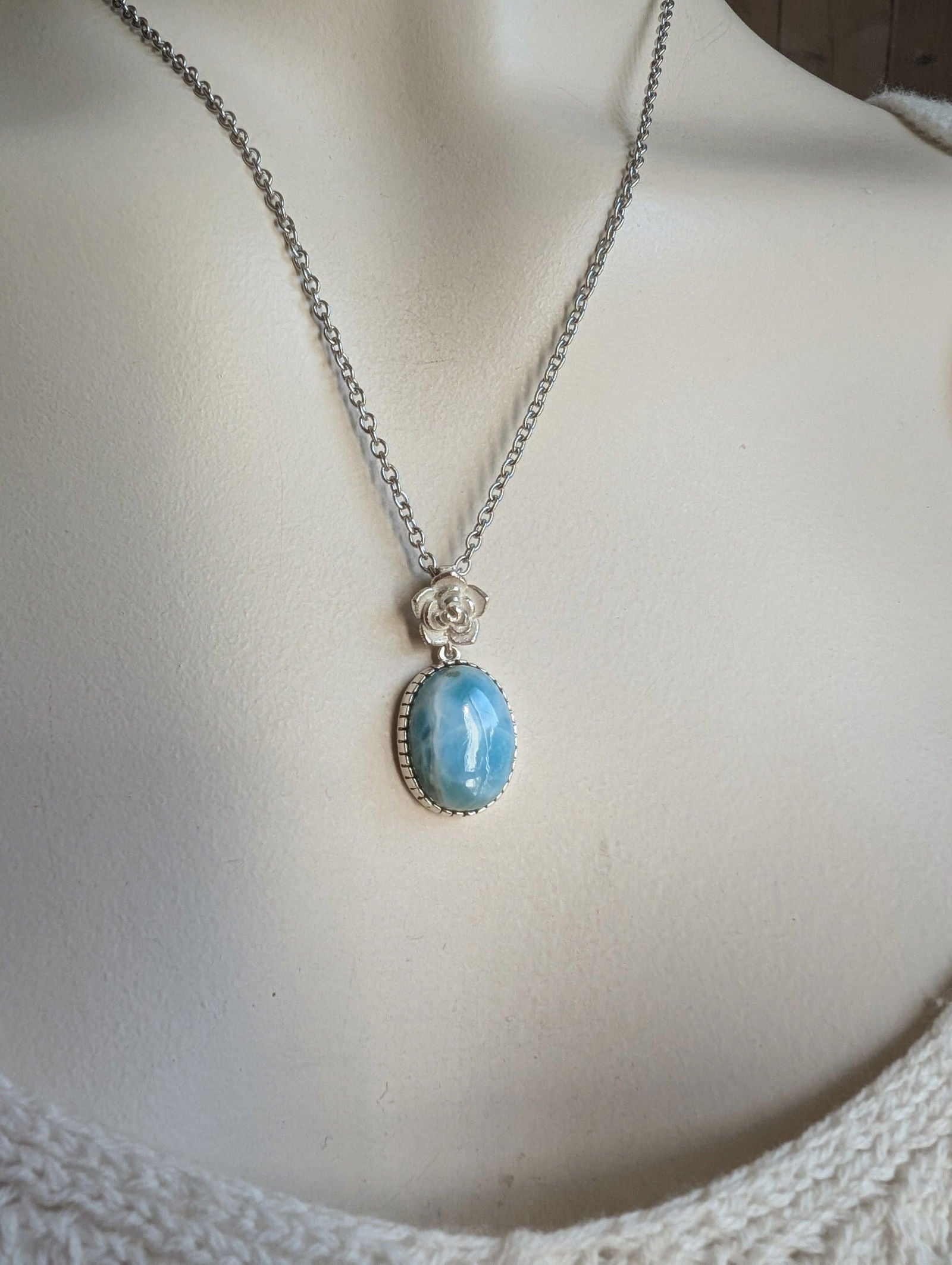 Collier avec larimar - Aurore Lune 