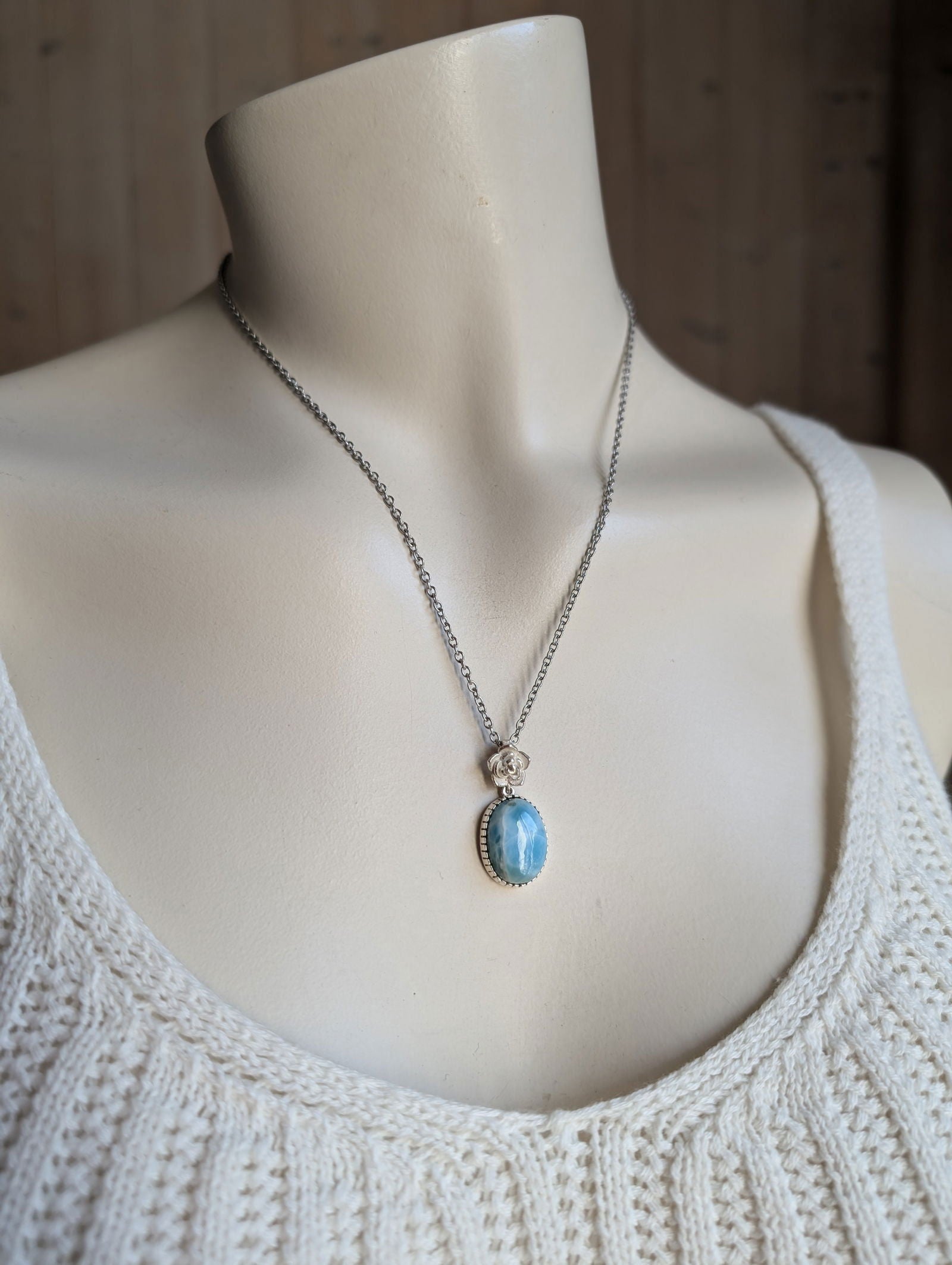 Collier avec larimar - Aurore Lune 