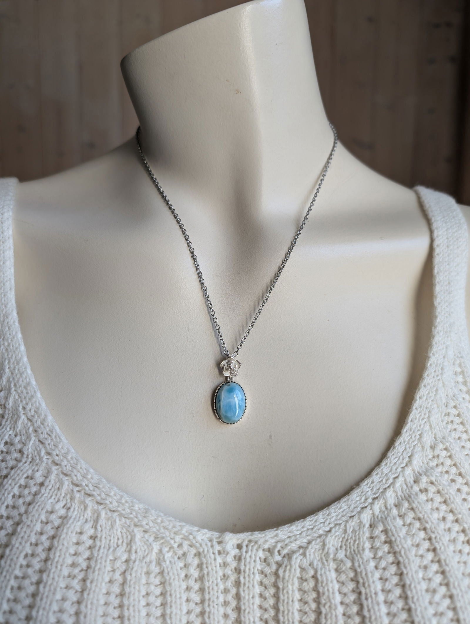 Collier avec larimar - Aurore Lune 